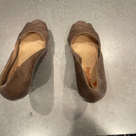 Unique heels. Worn once. Bright colored underneath front of shoe. - Picture 3 of 3